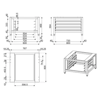 Smeg support de fours professionnels avec glissières