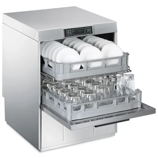 Smeg SPD512 - côté ouvert assiettes et verres