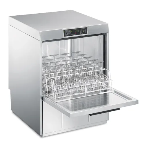 Smeg SPD515S - côté ouvert panier verres à vin