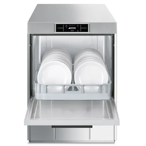 Smeg SPD525S - ouvert devant panier assiettes