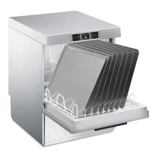 Smeg SPD526S - côté ouvert panier plateaux