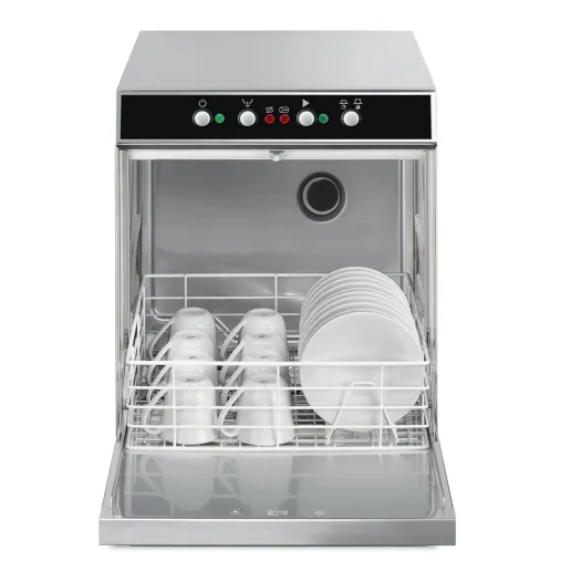 Smeg SPG400ML - ouvert devant tasses et assiettes