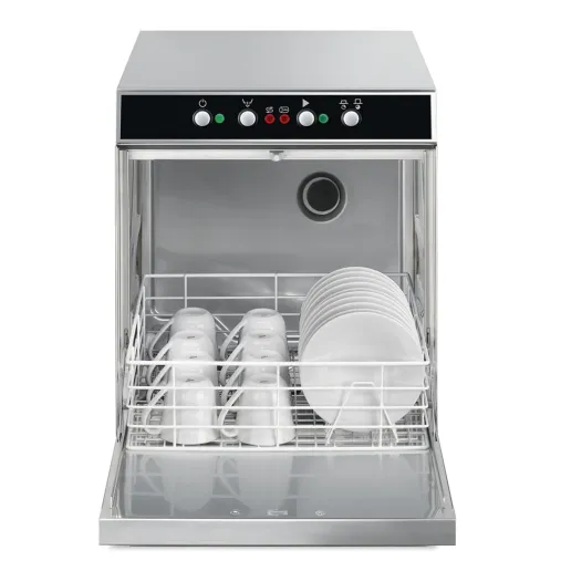 Smeg SPG400MSL - ouvert devant tasses et assiettes