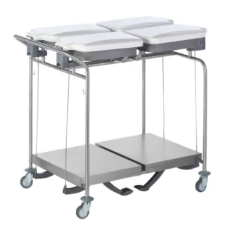 Sclessin 374.796S Chariot Porte-Sacs 4 Sacs Carrés Couvercles et Pédales Professionnel