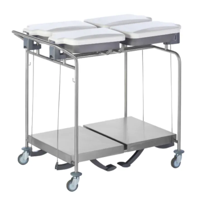 Sclessin 374.796S Chariot Porte-Sacs 4 Sacs Carrés Couvercles et Pédales Professionnel