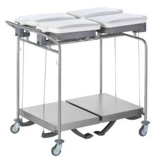 Sclessin 374.795S Chariot Porte-Sacs 4 Sacs Carrés Avec Couvercles Professionnel