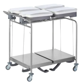 Sclessin 374.793S Chariot Porte-Sacs 4 Sacs Carrés Couvercles et Pédales Professionnel