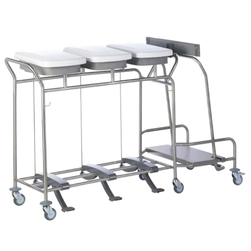 Sclessin 374.776S Chariot Porte-Sacs 3 Sacs Couvercles et Pédales Professionnel
