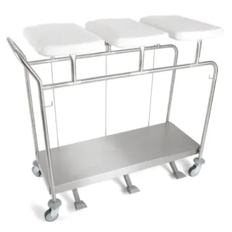 Sclessin 374.773S Chariot Porte-Sacs 3 Sacs Couvercles et Pédales Professionnel