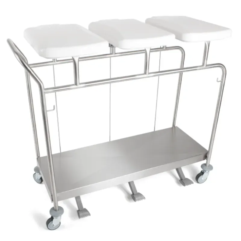 Sclessin 374.773S Chariot Porte-Sacs 3 Sacs Couvercles et Pédales Professionnel