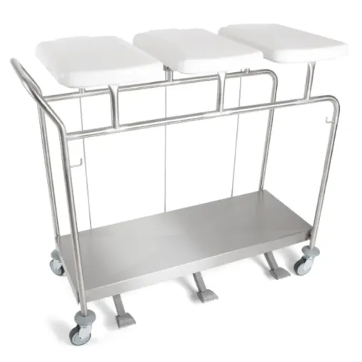 Sclessin 374.773S Chariot Porte-Sacs 3 Sacs Couvercles et Pédales Professionnel Sclessin 374.773S Chariot Porte-Sacs 3 Sacs Couvercles et Pédales Professionnel