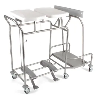 Sclessin 374.766S Chariot Porte-Sacs 2 Sacs Couvercles et Pédales Professionnel
