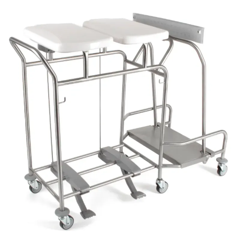 Sclessin 374.766S Chariot Porte-Sacs 2 Sacs Couvercles et Pédales Professionnel