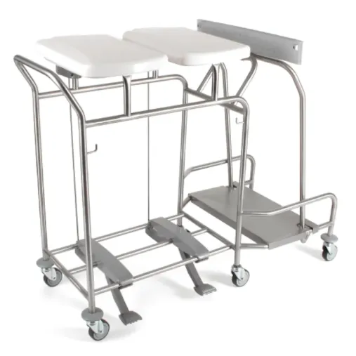 Sclessin 374.766S Chariot Porte-Sacs 2 Sacs Couvercles et Pédales Professionnel Sclessin 374.766S Chariot Porte-Sacs 2 Sacs Couvercles et Pédales Professionnel