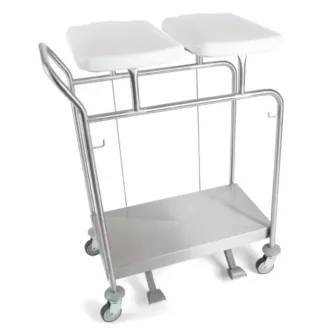 Sclessin 374.763S Chariot Porte-Sacs 2 Sacs Couvercles et Pédales Professionnel