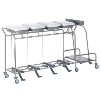 Sclessin 374.786S Chariot Porte-Sacs 4 Sacs Couvercles et Pédales Professionnel