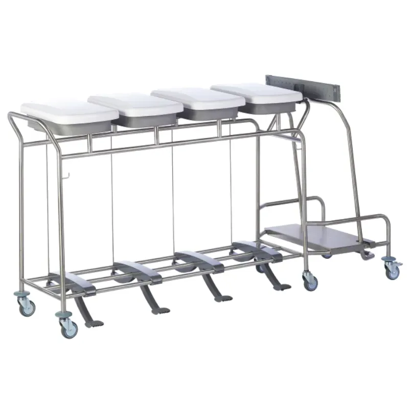 Sclessin 374.786S Chariot Porte-Sacs 4 Sacs Couvercles et Pédales Professionnel