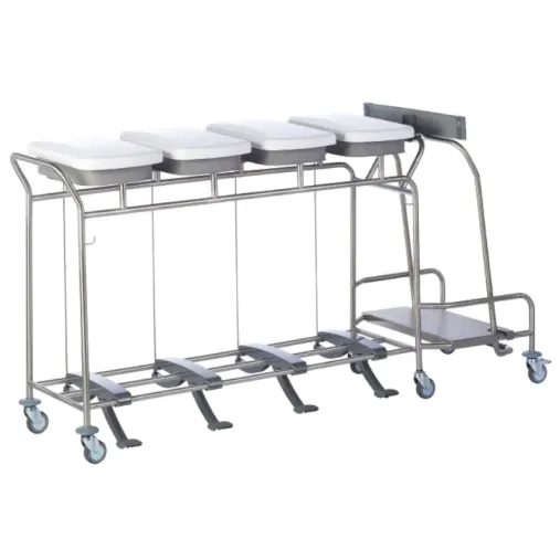 Sclessin 374.786S Chariot Porte-Sacs 4 Sacs Couvercles et Pédales Professionnel Sclessin 374.786S Chariot Porte-Sacs 4 Sacs Couvercles et Pédales Professionnel