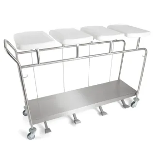 Sclessin 374.783S Chariot Porte-Sacs 4 Sacs Couvercles et Pédales Professionnel