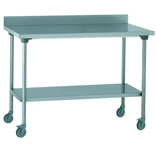 Tournus table inox CHR centrale sur roues 1400x700mm