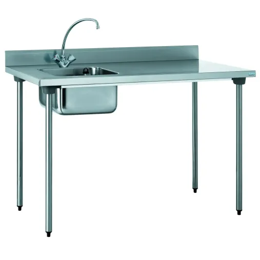 Tournus table inox CHR bac à gauche avec robinet 1400x700mm