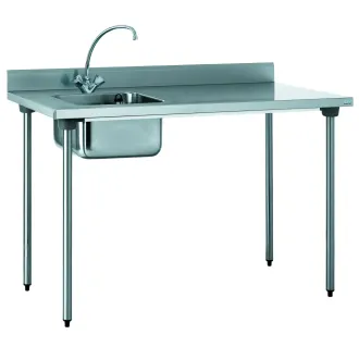 Tournus table inox CHR bac à gauche avec robinet 1200x700mm