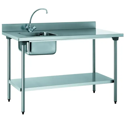 Tournus table inox CHR bac à gauche avec robinet 1200x700mm