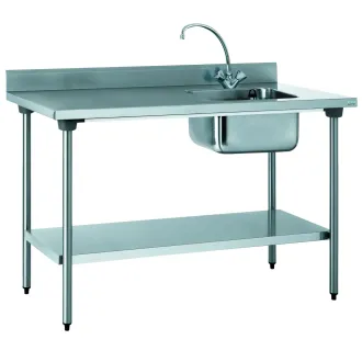 Tournus table inox CHR bac à droite avec robinet 1600x700mm