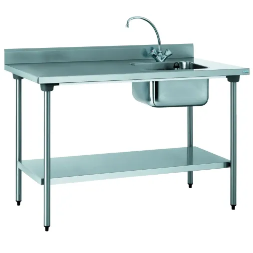 Tournus table inox CHR bac à droite avec robinet 1600x700mm