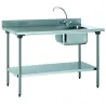 Tournus table inox CHR bac à droite avec robinet 1600x700mm