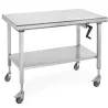 Tournus Table Inox Centrale Mobile Ergonomix 800-1100mm sur roues avec étagère Amovible