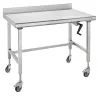 Tournus Table à dosseret Inox Ergonomix 800-1100mm sur roues