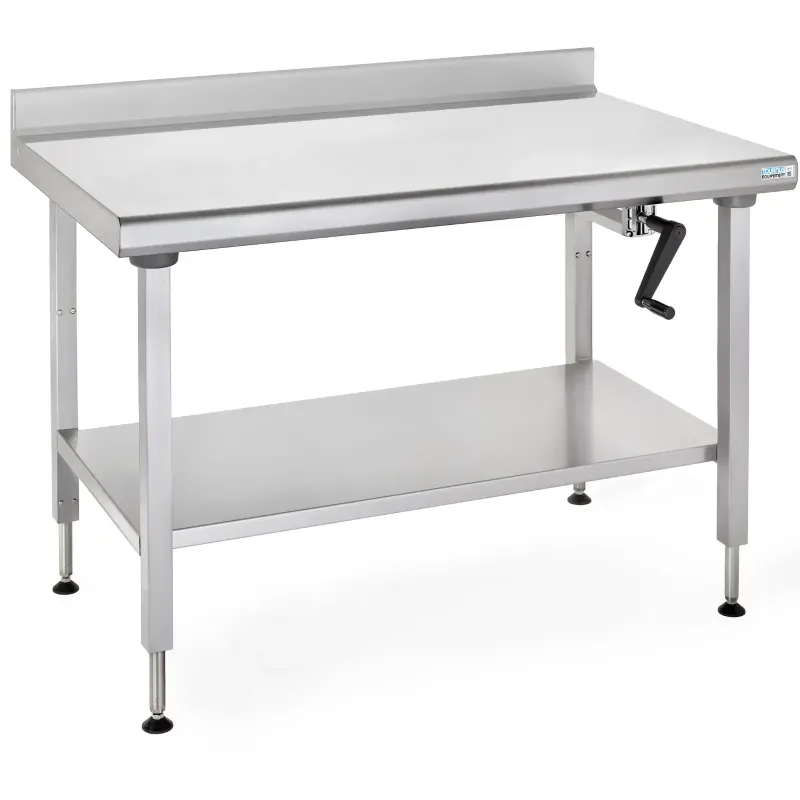 Tournus Table à dosseret Inox Ergonomix 800-1100mm avec étagère Amovilble
