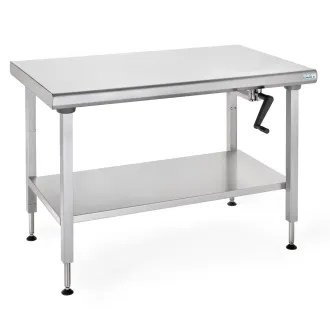 Tournus Table Inox Centrale Mobile Ergonomix 800-1400mm avec étagère Amovible