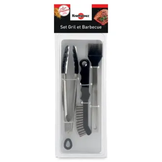Krampouz Set Gril (Pince, Brosse Inox et Pinceau)