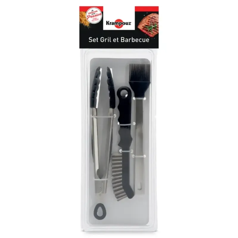 Krampouz Set Gril (Pince, Brosse Inox et Pinceau)
