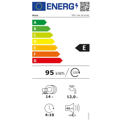 Miele PFD 104 SCVi XXL lave-vaisselle professionnel energy label
