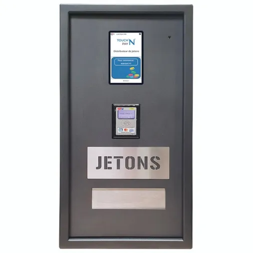 Distributeur de jetons acceptant le paiement par carte bancaire sans contact Distributeur de jetons acceptant le paiement par carte bancaire sans contact