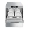 SMEG UG520DSL Lave-verres Professionnel Ouvert de face avec assiettes