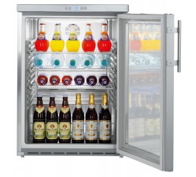 Liebherr FKUv 1663 Petit réfrigérateur professionnel en inox table top porte vitrée en situation