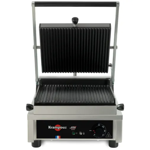 Krampouz Contact grill Panini small plaques striées Ouvert