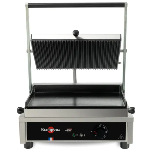 Krampouz Contact grill Panini medium plaques striée-lisse Ouvert