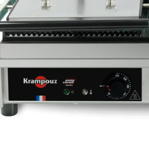 Krampouz Contact grill Panini large plaques striées Bouton de commande