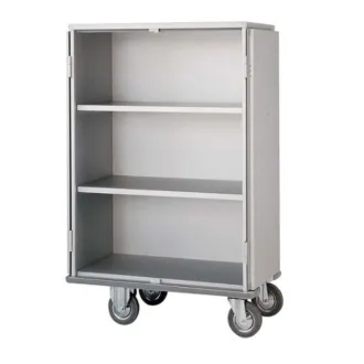Ariane Chariot-armoire linge propre à 2 battants, étagères, pare-chocs supérieur, serrure à clé et frein sur une roue pivotante
