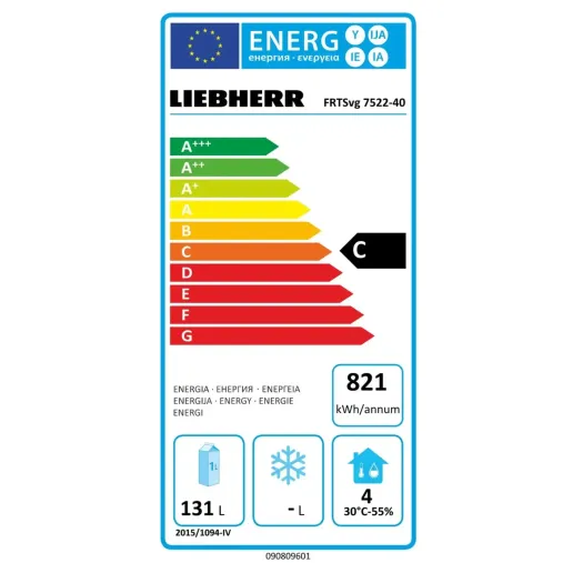Liebherr FRTSVG 7522 Dessus Inox Meuble réfrigéré Étiquette Énergétique