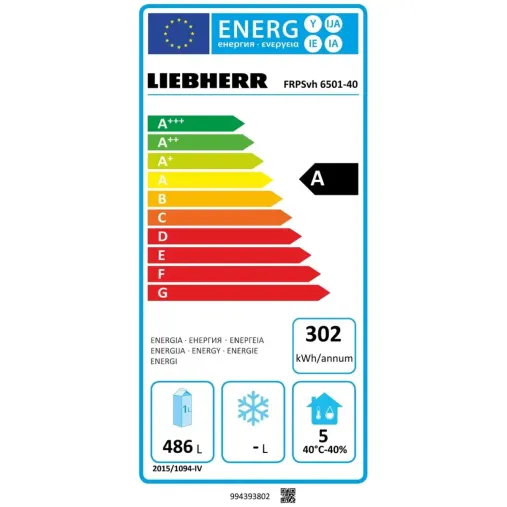 Liebherr FRPSVH 6501 Réfrigération verticale positive